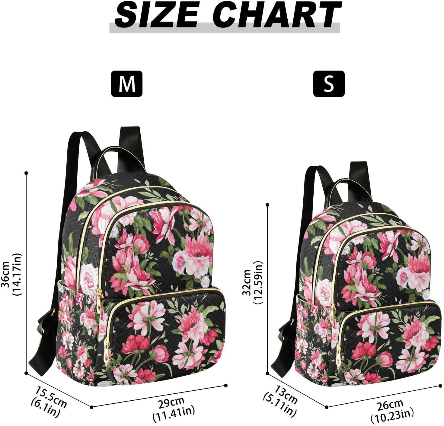 GAIGEO Floral Roses Watercolor Women’s Backpack, Women's Backpack Purse, Adult Backpack Women, M