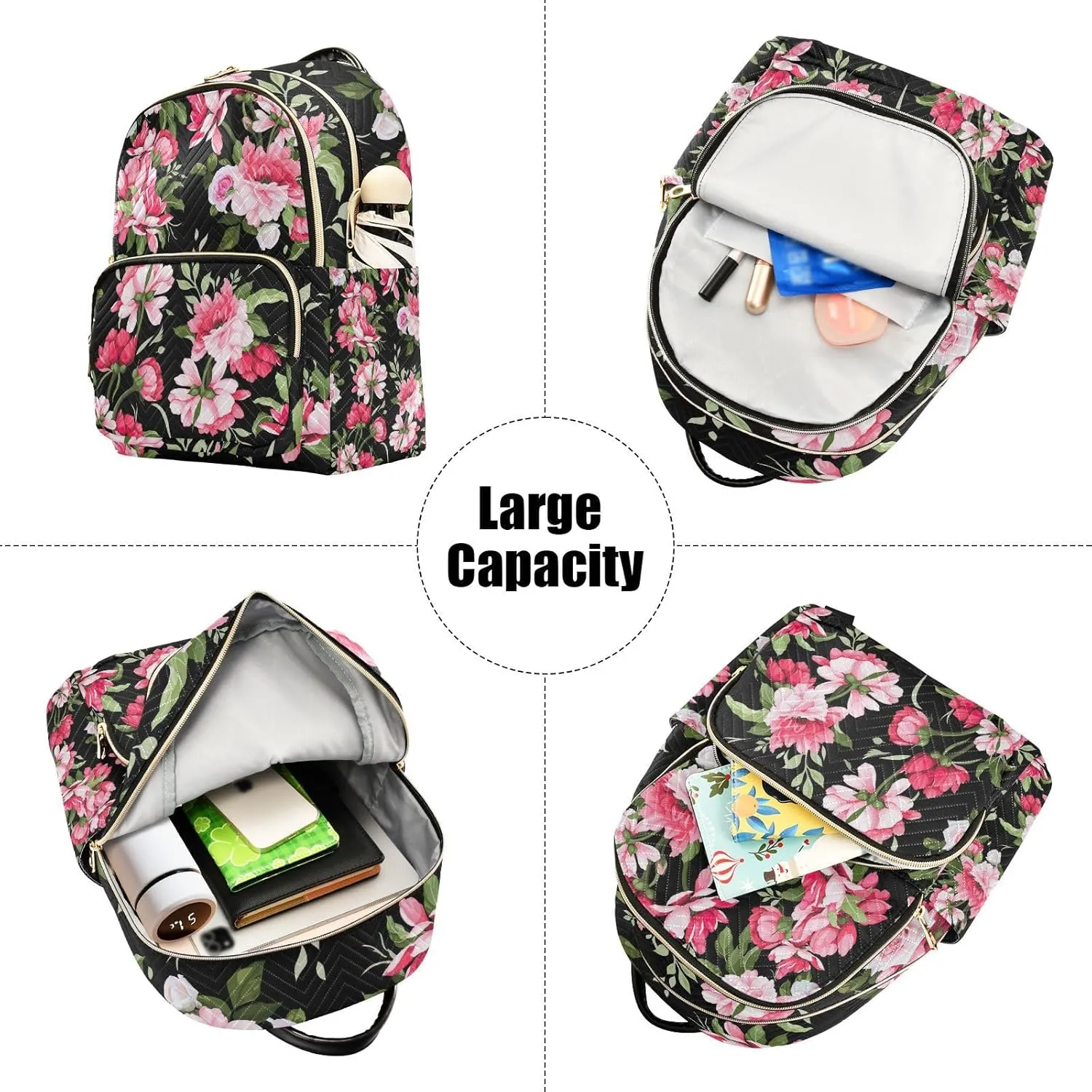 GAIGEO Floral Roses Watercolor Women’s Backpack, Women's Backpack Purse, Adult Backpack Women, M