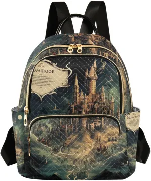 GAIGEO Masterful Castle Map Girls Fashion Backpack, Casual Day Backpack, Casual Backpack Women, S