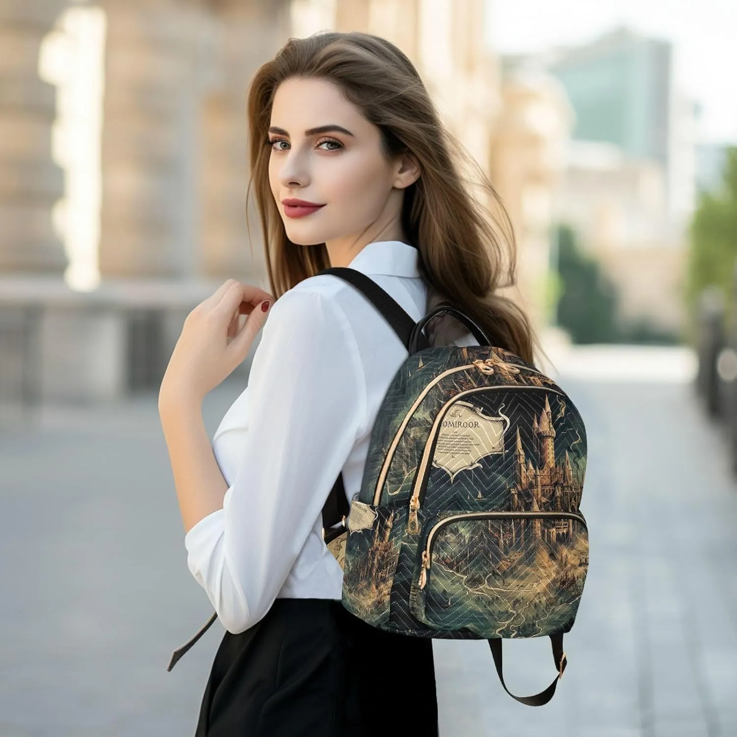 GAIGEO Masterful Castle Map Girls Fashion Backpack, Casual Day Backpack, Casual Backpack Women, S
