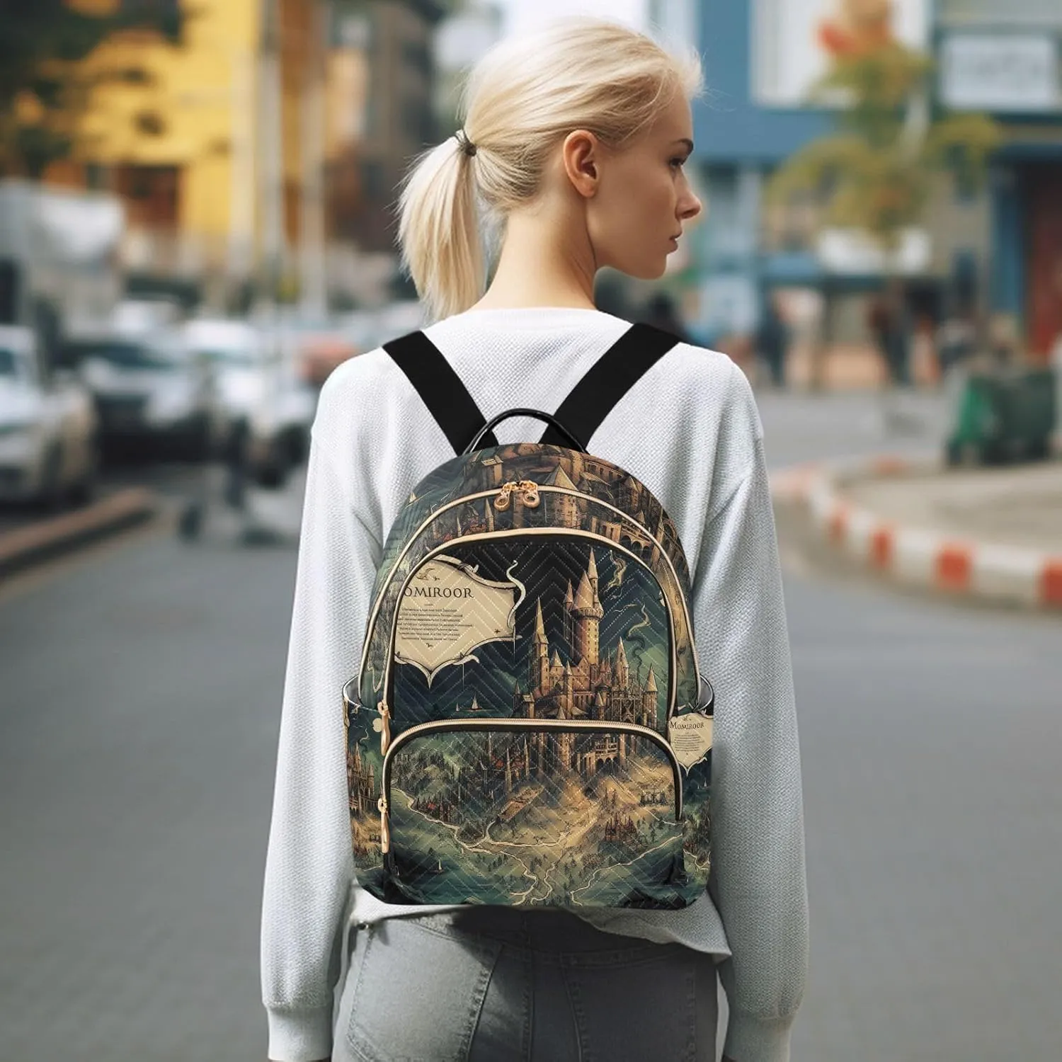 GAIGEO Masterful Castle Map Girls Fashion Backpack, Casual Day Backpack, Casual Backpack Women, S