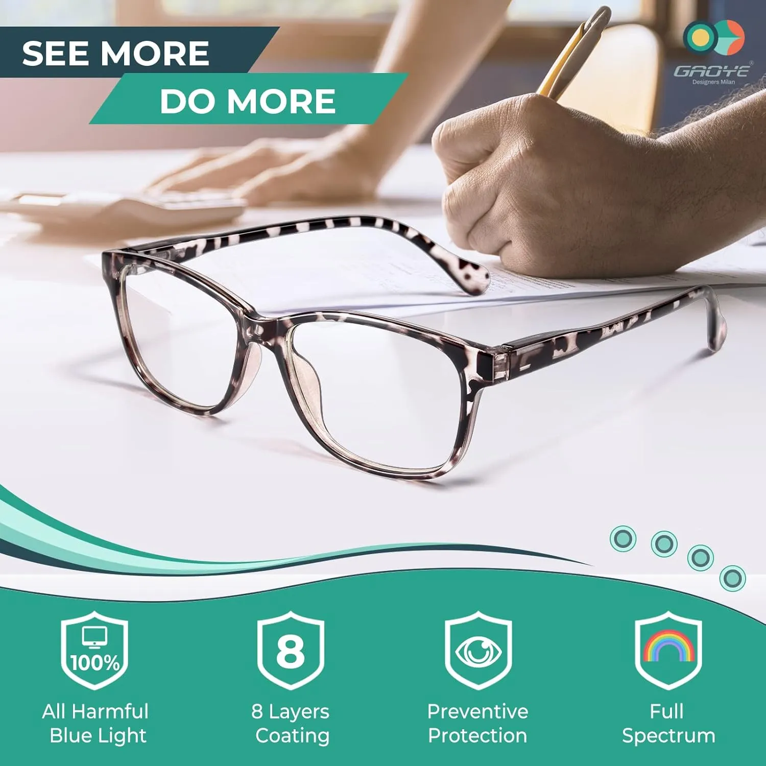 Gaoye Blue light Reading Glasses for Women Men Prescription Readers Mens Womens 6 Pack Bluelight Blocking Computer Eyeglasses