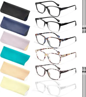 Gaoye Blue light Reading Glasses for Women Men Prescription Readers Mens Womens 6 Pack Bluelight Blocking Computer Eyeglasses