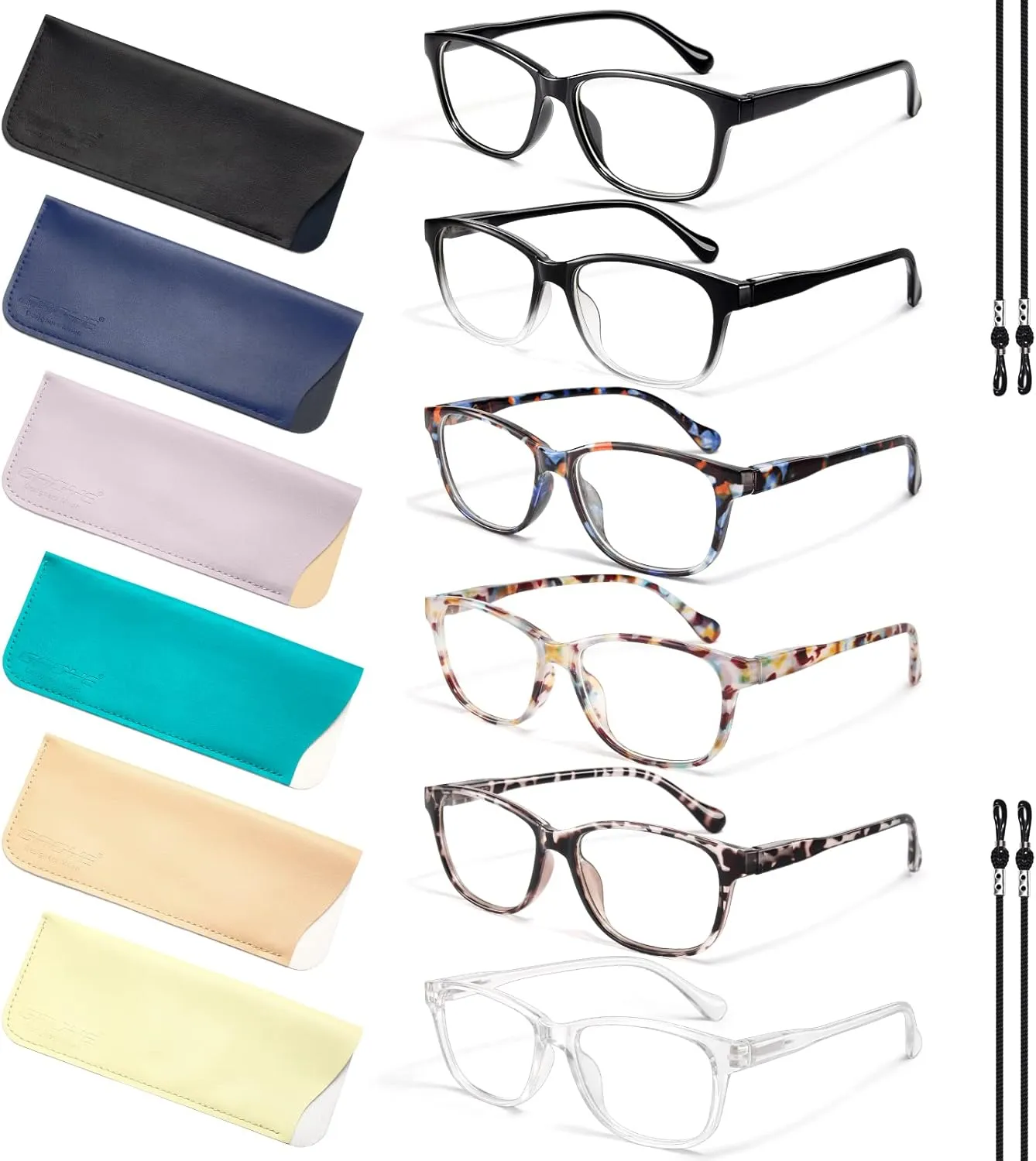 Gaoye Blue light Reading Glasses for Women Men Prescription Readers Mens Womens 6 Pack Bluelight Blocking Computer Eyeglasses