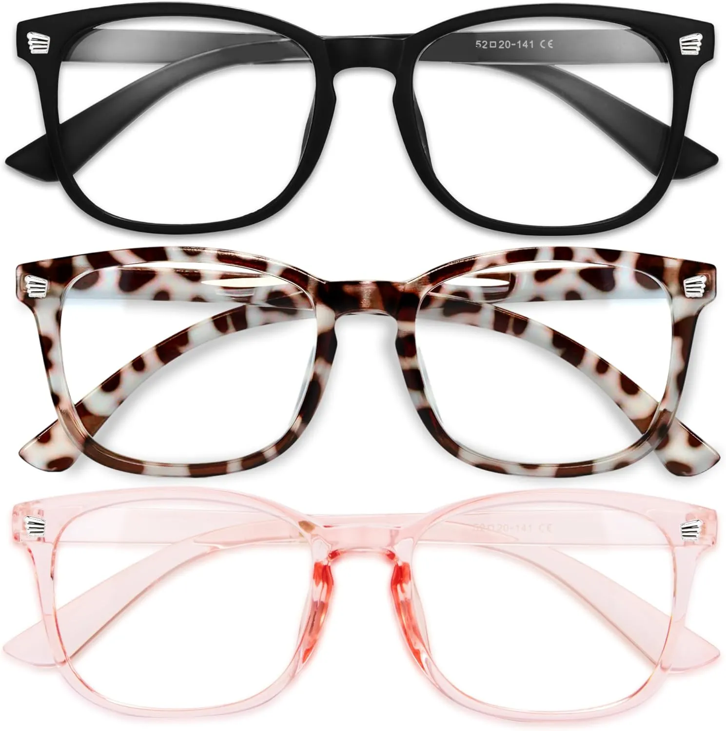 Gaoye Stylish Blue Light Glasses for Woman - Computer Glasses 99% Blue Light Blocking - Lightweight TR90 Frames - 3 pack
