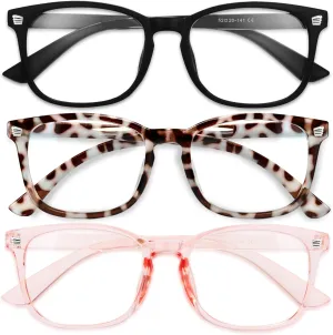 Gaoye Stylish Blue Light Glasses for Woman - Computer Glasses 99% Blue Light Blocking - Lightweight TR90 Frames - 3 pack