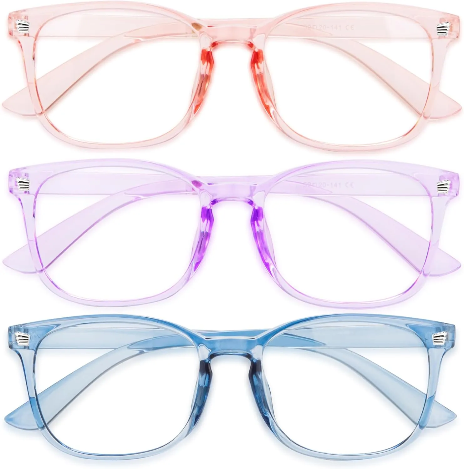 Gaoye Stylish Blue Light Glasses for Woman - Computer Glasses 99% Blue Light Blocking - Lightweight TR90 Frames - 3 pack