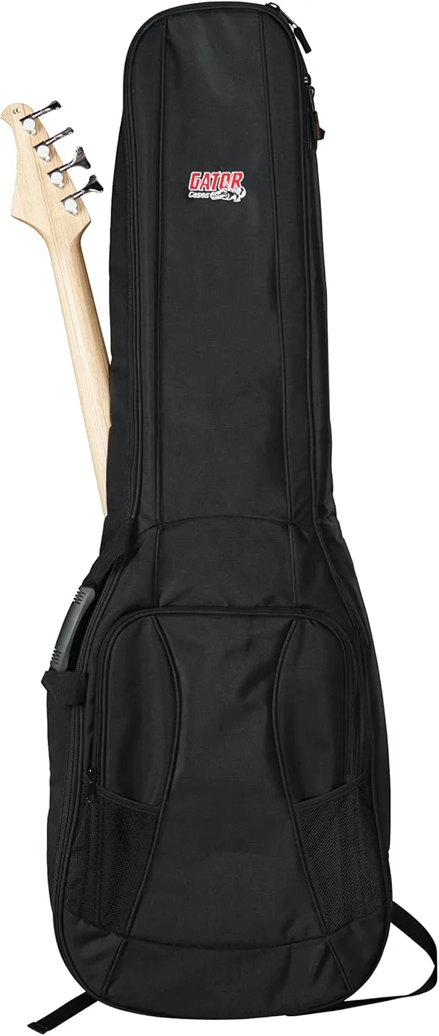 Gator Cases 4G-MiZone Series Gig Bag For Two Bass Guitars with Adjustable Backpack Straps, Fits Two Precision or Jazz Bass Style Bass Guitars (GB-4G-BASSX2)