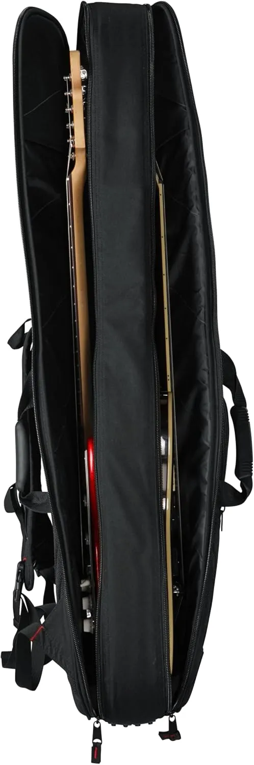 Gator Cases 4G-MiZone Series Gig Bag For Two Electric Guitars With Adjustable Backpack Straps, Fits Two Stratocaster and Telecaster Style Electric Guitars (GB-4G-ELEC 2X)