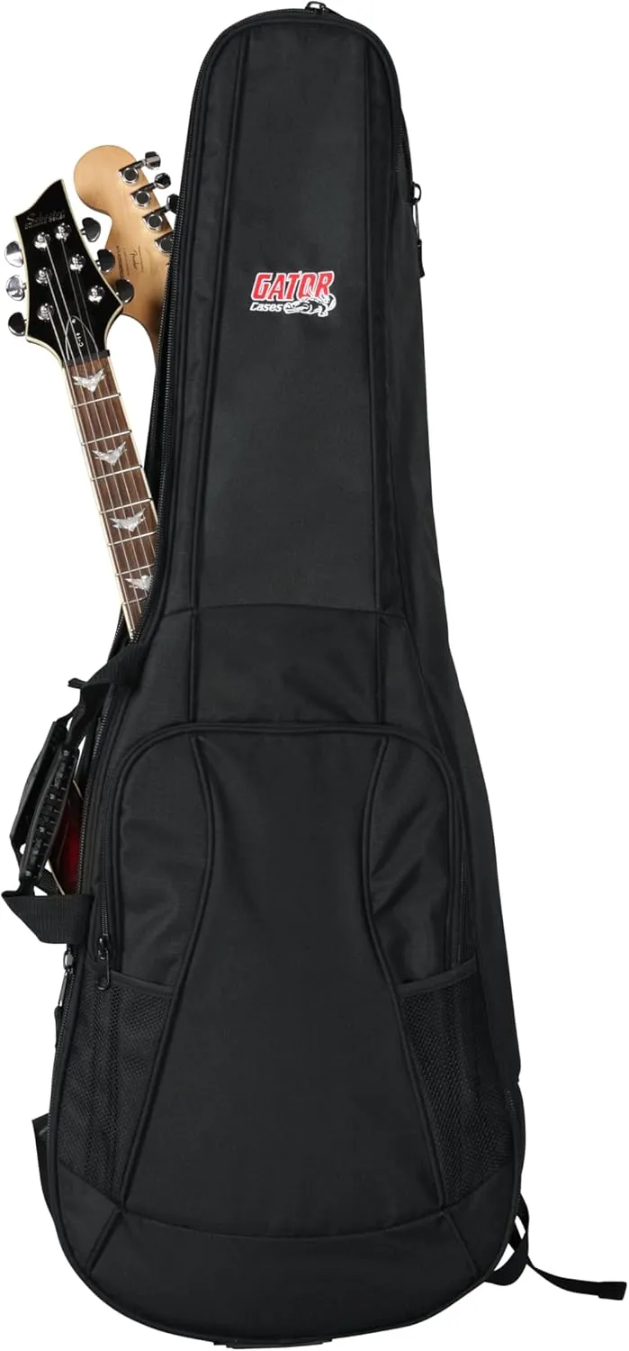Gator Cases 4G-MiZone Series Gig Bag For Two Electric Guitars With Adjustable Backpack Straps, Fits Two Stratocaster and Telecaster Style Electric Guitars (GB-4G-ELEC 2X)