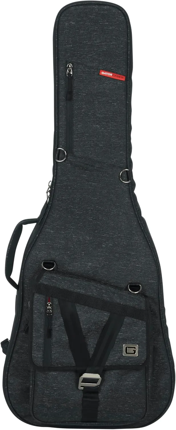 Gator Cases Transit Series Lightweight Resonator Style Guitar Gig Bag with Backpack Straps and Rubberized Base, Charcoal Black Exterior (GT-RES00CLASS-BLK)