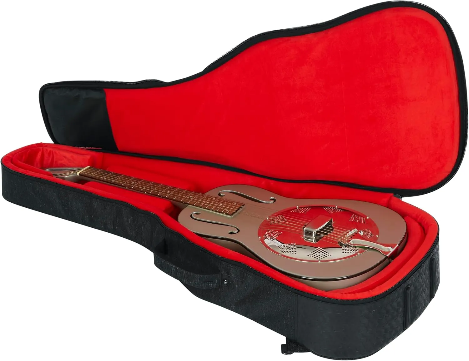 Gator Cases Transit Series Lightweight Resonator Style Guitar Gig Bag with Backpack Straps and Rubberized Base, Charcoal Black Exterior (GT-RES00CLASS-BLK)