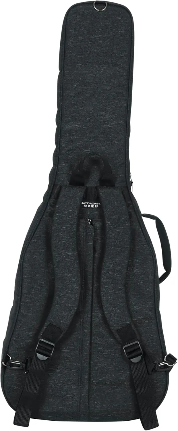 Gator Cases Transit Series Lightweight Resonator Style Guitar Gig Bag with Backpack Straps and Rubberized Base, Charcoal Black Exterior (GT-RES00CLASS-BLK)