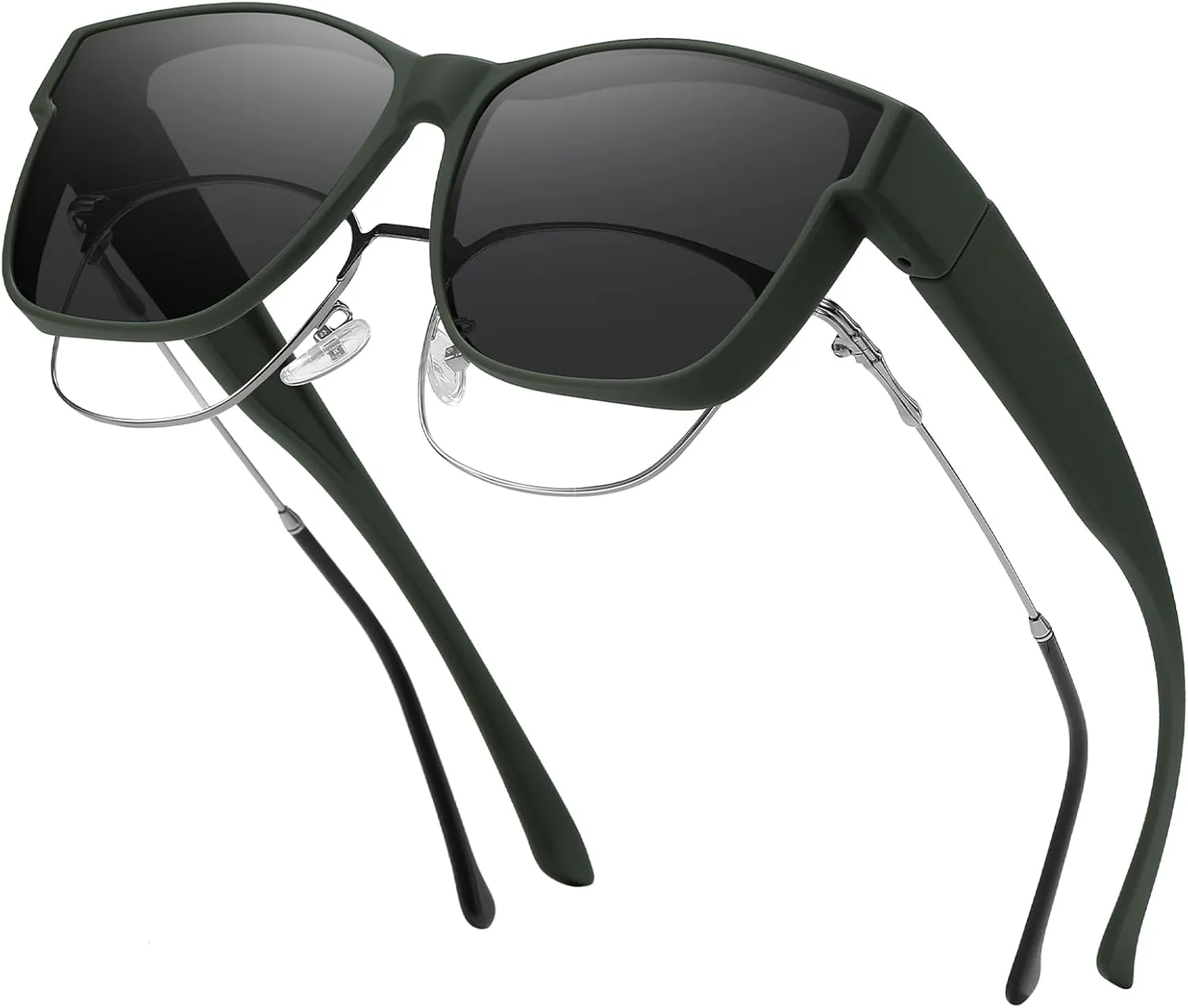 GEGURI Polarized Sunglasses Fit Over Glasses for Men Women, Oversized Square Sun Glasses UV400 Protection Shades