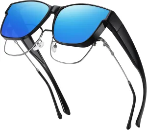 GEGURI Polarized Sunglasses Fit Over Glasses for Men Women, Oversized Square Sun Glasses UV400 Protection Shades