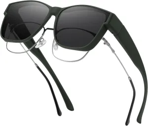 GEGURI Polarized Sunglasses Fit Over Glasses for Men Women, Oversized Square Sun Glasses UV400 Protection Shades