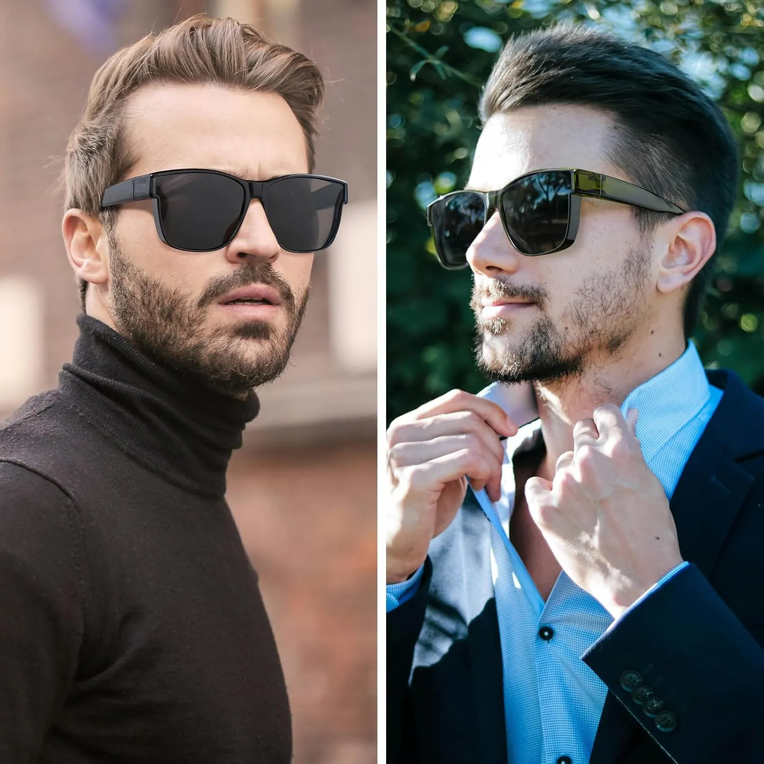 GEGURI Polarized Sunglasses Fit Over Glasses for Men Women, Oversized Square Sun Glasses UV400 Protection Shades