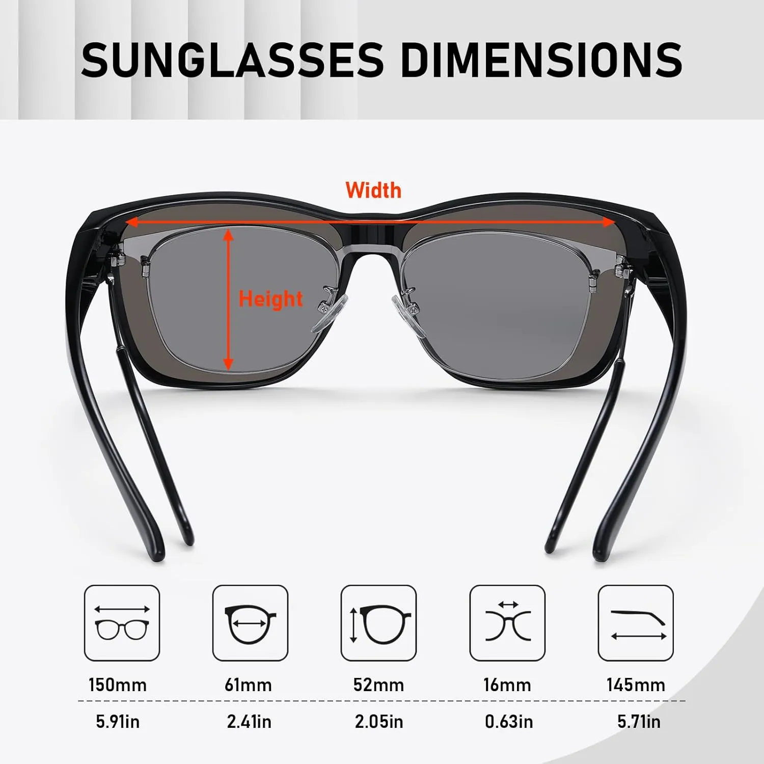 GEGURI Polarized Sunglasses Fit Over Glasses for Men Women, Oversized Square Sun Glasses UV400 Protection Shades