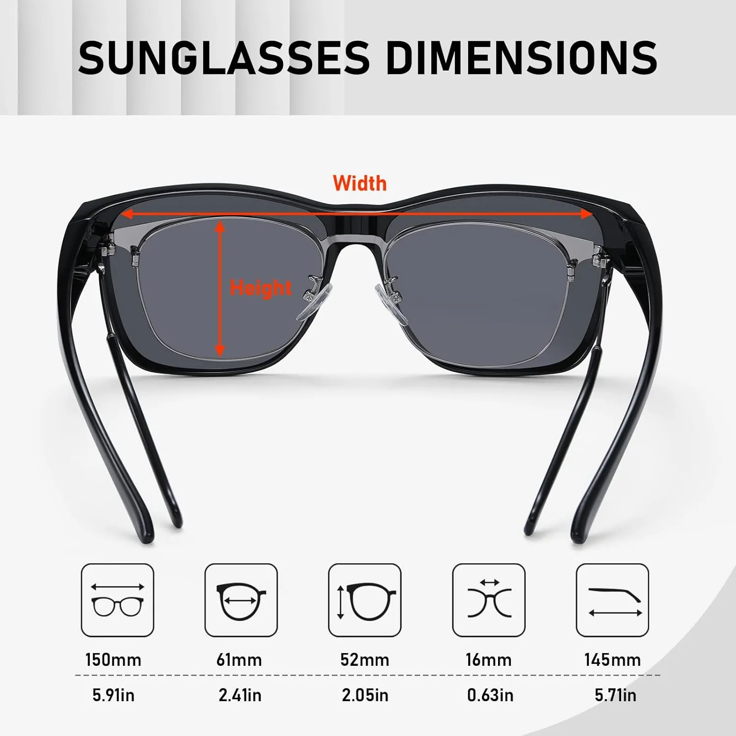 GEGURI Polarized Sunglasses Fit Over Glasses for Men Women, Oversized Square Sun Glasses UV400 Protection Shades