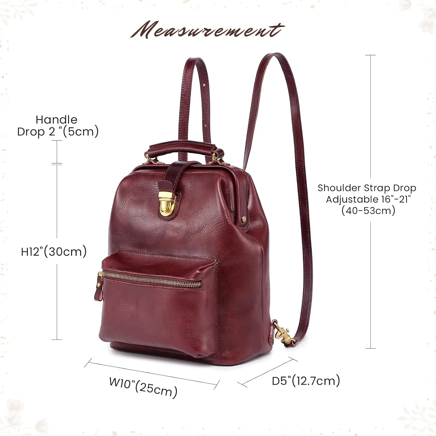 Genuine Leather Backpack Purse for Women Casual Daypack Small Business Casual Fashion Backpack for Women(Burgundy)
