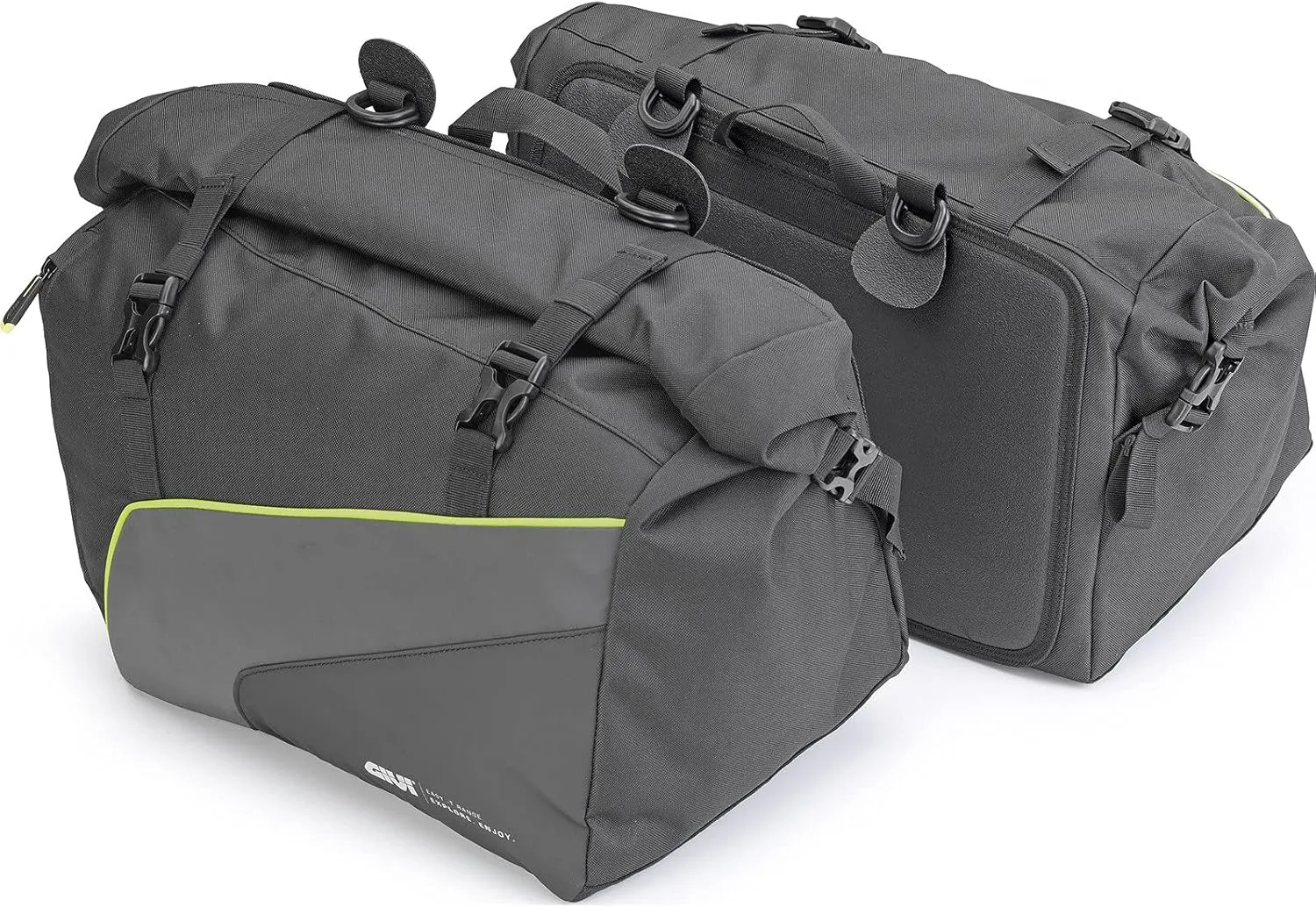 GIVI BikePart Waterproof Side Bags, 25L - Pair, Polyester 600D/PU, Reflective, Fireproof, Matt Black, Roller Closure, Compatible with Motorcycle