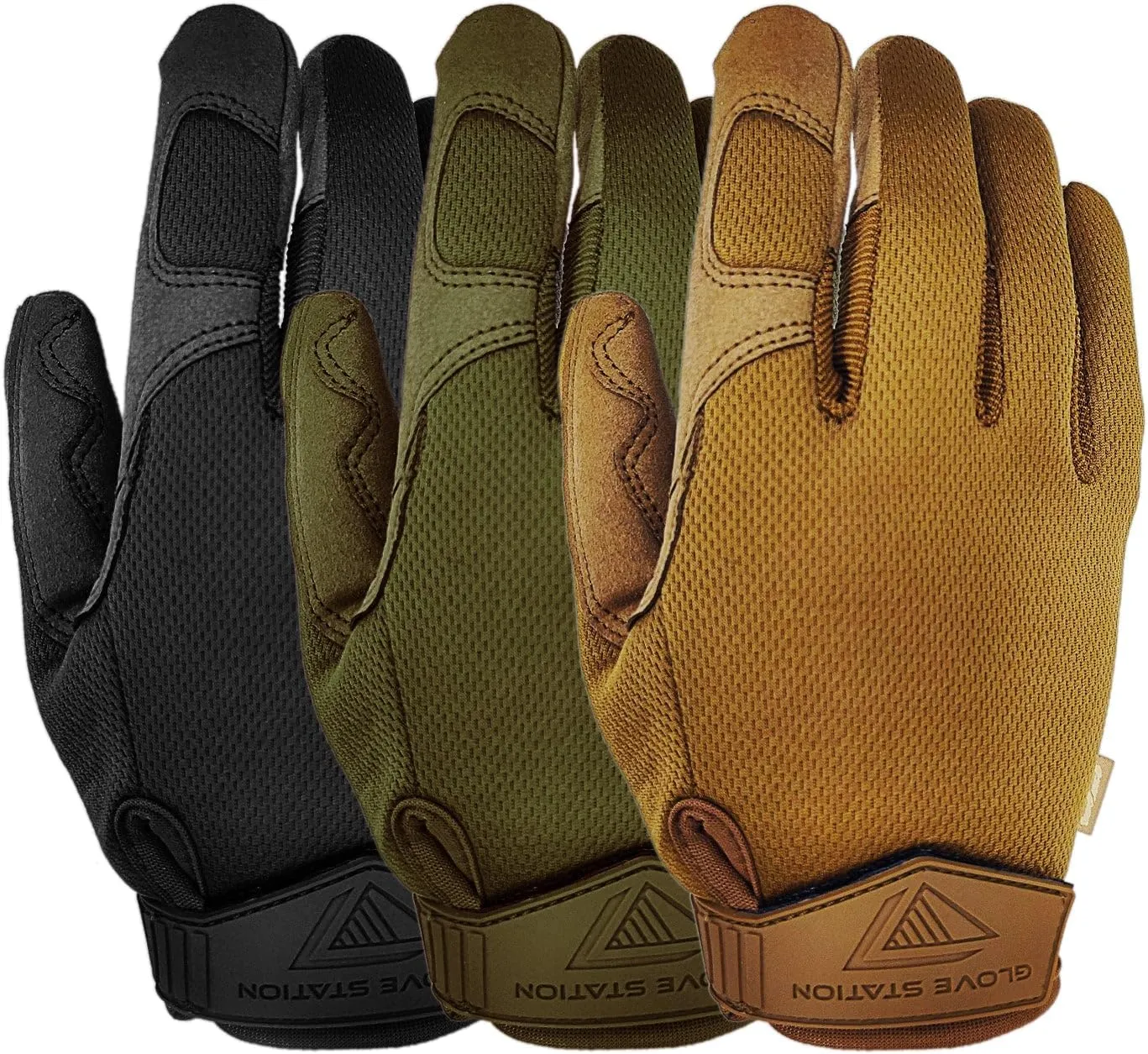 Glove Station Tactical Gloves, 3-Pack Bundle – Tactical Gear for Men & Women, Airsoft and Paintball Gear for Outdoor Sports, Motorcycle Gloves for Riding, Patrol, and Combat Training