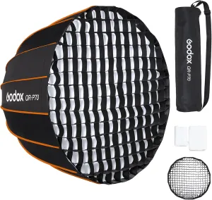 Godox QR-P70 27in 70cm Deep Parabolic Softbox Quick Release Compatible Bowens Mount Softbox with Grid, Carrying Bag for Photography Studio Portrait Video Shooting (27in / 70cm)