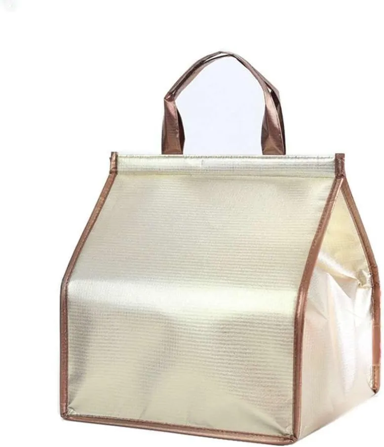 gofidin Foldable Large Cooler Bag Food Cake Insulated Bag Aluminum Foil Thermal Box Ice Pack Lunch Box Delivery Bag for Women Men