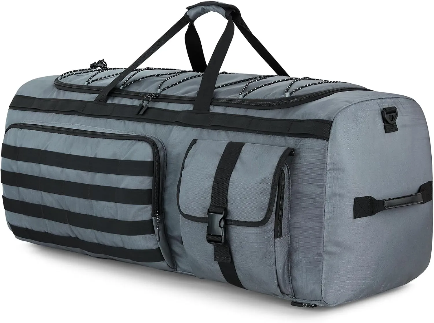 Gonex 130L Extra Large Duffel Bag for Men, Heavy Duty 3 in 1 Convertible Carry Travel Duffle, with Shoe Compartment, Tactical Loops, Sports Gear Bag for Family Trips (Gray)