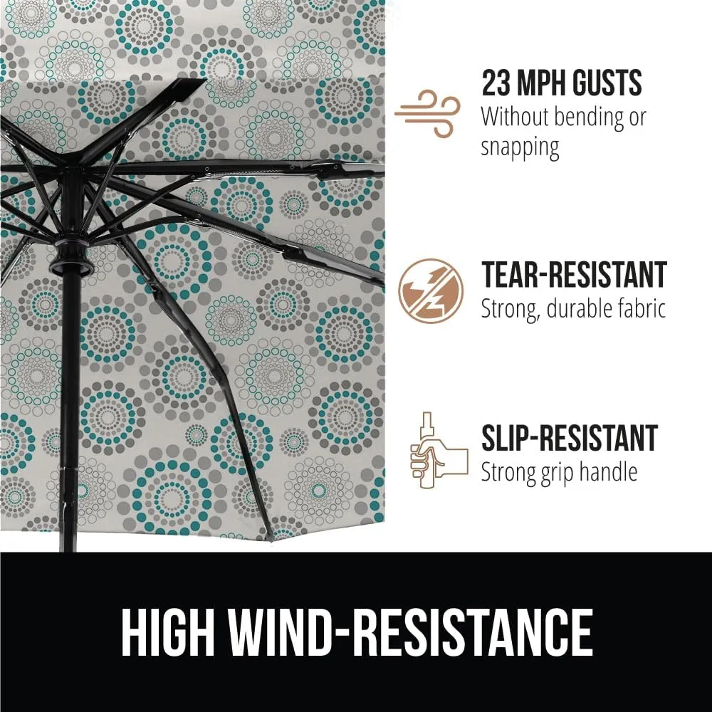 GORILLA GRIP Windproof Compact Stick Umbrella for Rain, One-Click Automatic Open and Close, Strong Reinforced Fiberglass Ribs, Easily Collapsible, Lightweight Portable Umbrellas for Travel, Spiral