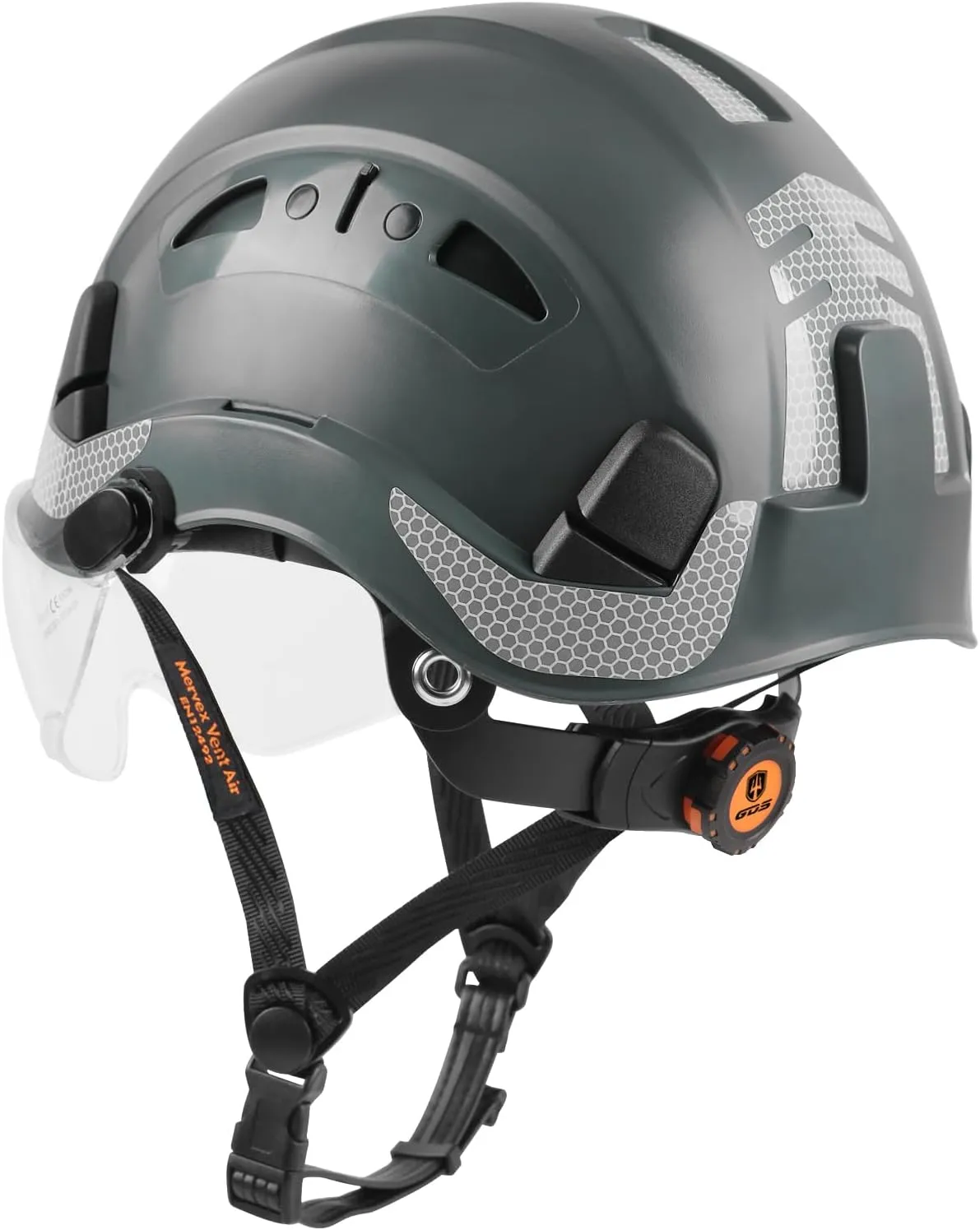 GREEN DEVIL Safety Helmet Hard Hat with Chin Strap Vented Lightweight Adjustable Hardhat for Men Women with Hi-Viz Design Ideal for Tree Climbing Work at Height