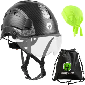 GREEN DEVIL Safety Helmet Hard Hat with Chin Strap Vented Lightweight Adjustable Hardhat for Men Women with Hi-Viz Design Ideal for Tree Climbing Work at Height