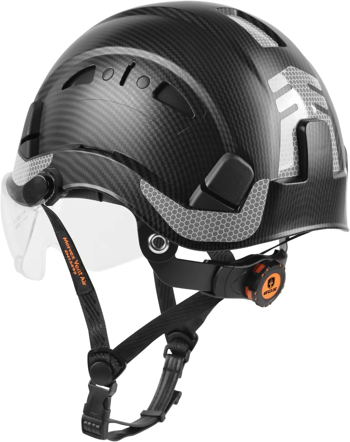 GREEN DEVIL Safety Helmet Hard Hat with Chin Strap Vented Lightweight Adjustable Hardhat for Men Women with Hi-Viz Design Ideal for Tree Climbing Work at Height