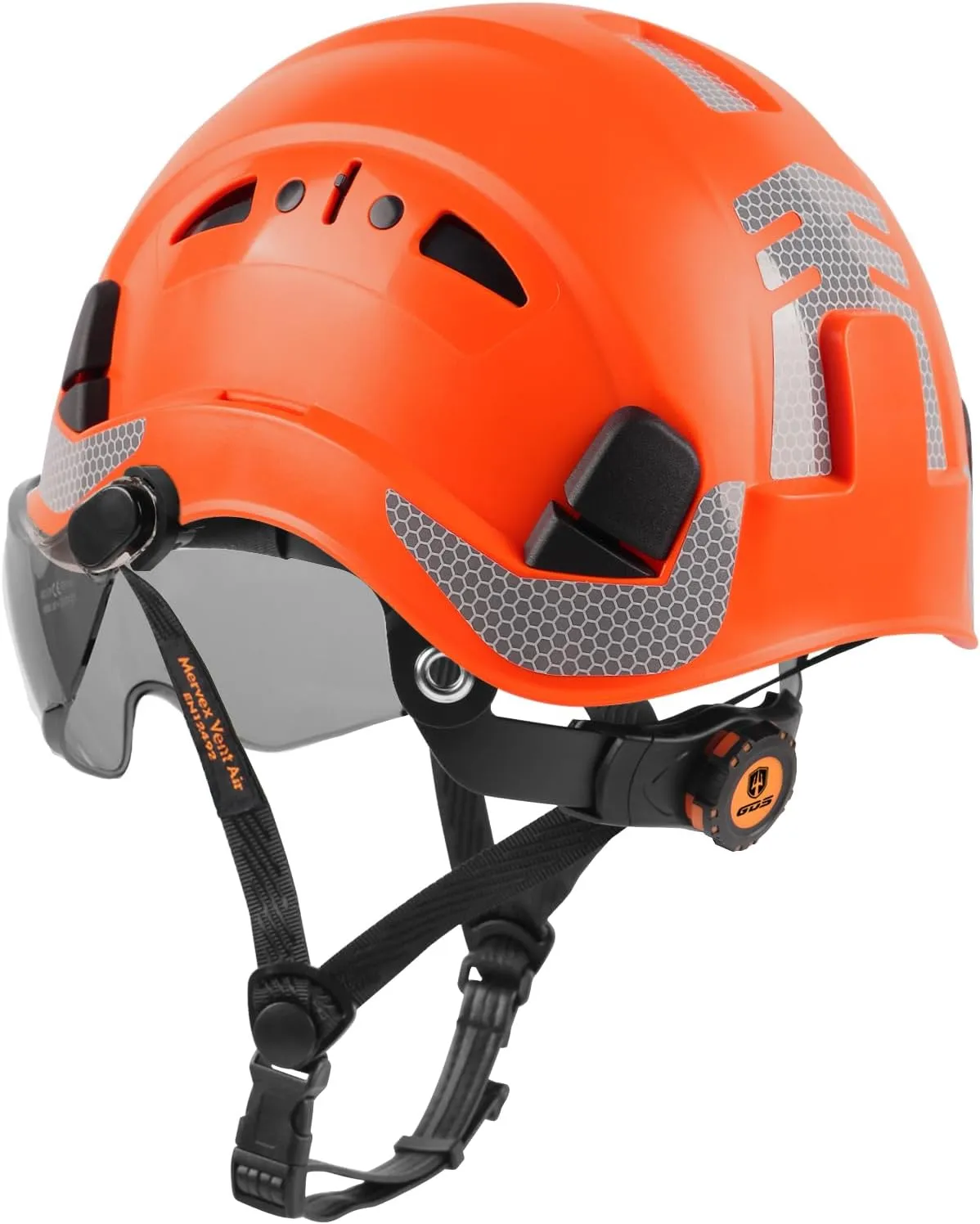GREEN DEVIL Safety Helmet Hard Hat with Chin Strap Vented Lightweight Adjustable Hardhat for Men Women with Hi-Viz Design Ideal for Tree Climbing Work at Height