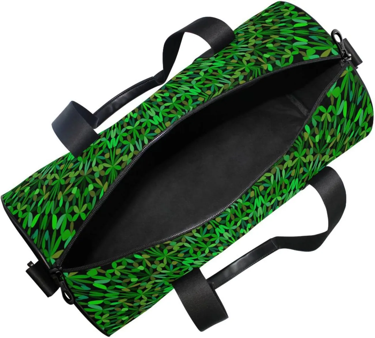 Green Kaleidoscope Mandala Floral Flower Tribal Ethnic Motifs Duffel Bag, Foldable Canvas Travel Tote for Gym Sports with Inner Pockets, Durable Lightweight Fitness Bag for Overnight Workout