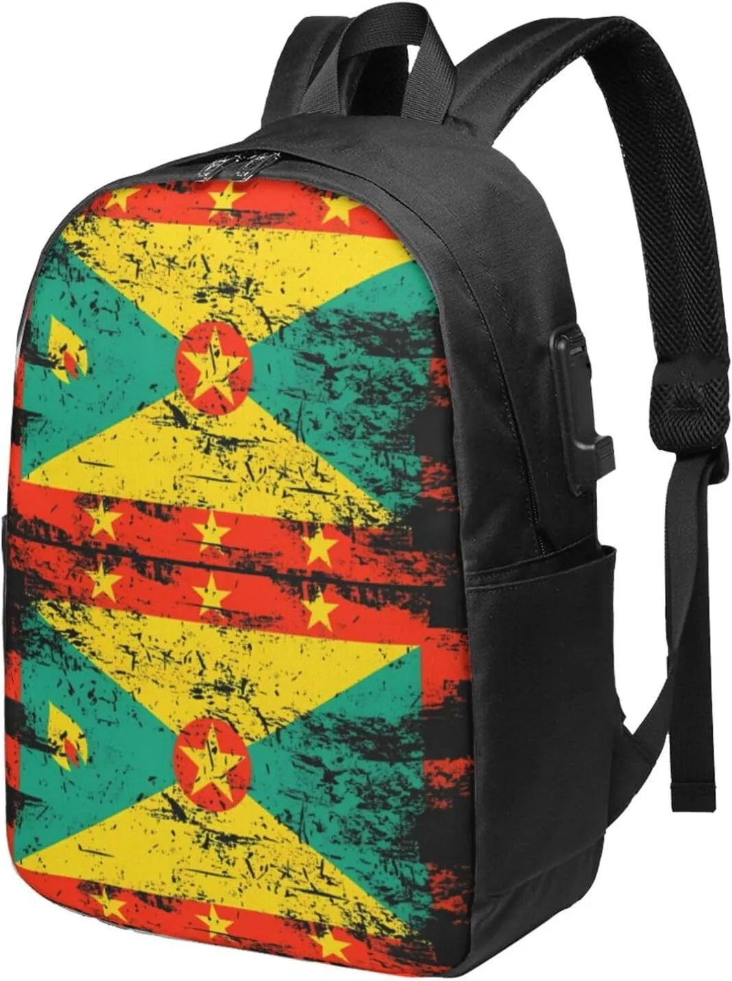 Grenada Flag Travel Backpack 17-Inch Laptop Backpacks Business Rucksack Casual Sport Daypack with USB Charging Port Carry-on Bag for Camping Biking