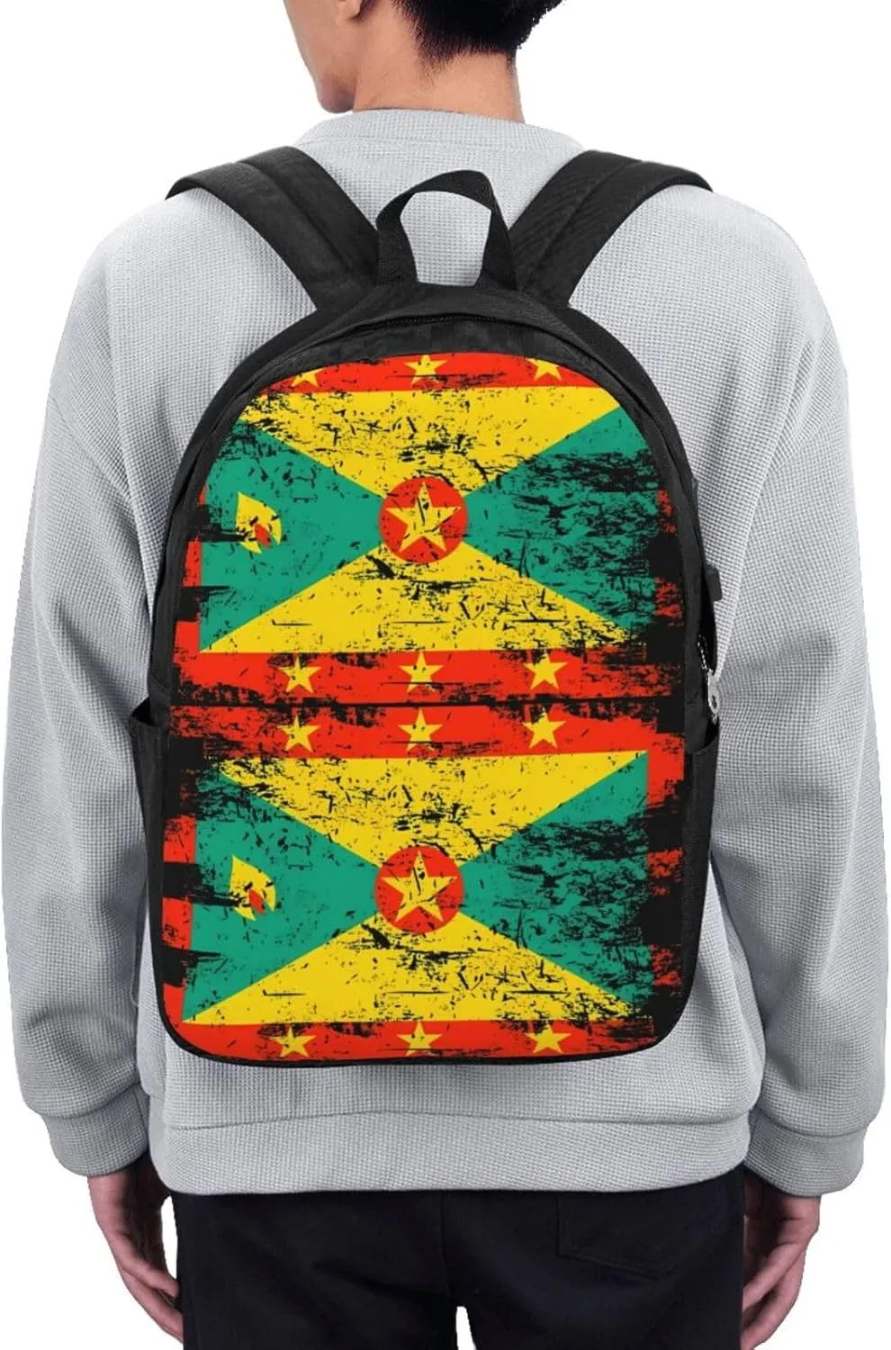 Grenada Flag Travel Backpack 17-Inch Laptop Backpacks Business Rucksack Casual Sport Daypack with USB Charging Port Carry-on Bag for Camping Biking