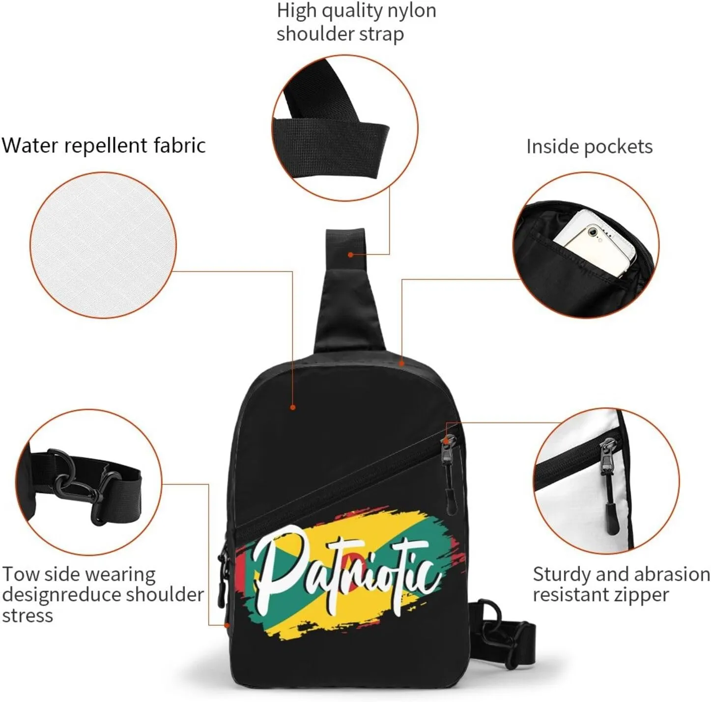 Grenada Patriotic Flag Packable Crossbody Bag Portable Sling Bags Foldable Travel Daypack Reusable Sports Shoulder Backpack Diagonally Chest Bag for Workout