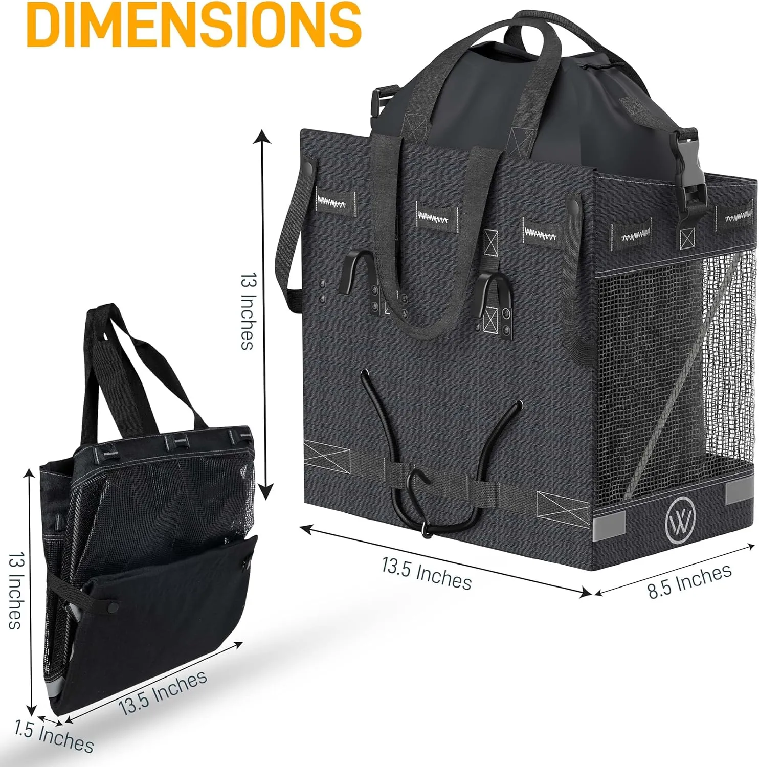 Grocery Panniers for Bicycles and Ebikes - Water Resistant Rear Rack Bags with Detachable Inner Grocery Bag & Folding Basket - Fast & Easy Installation (22.5L & 45L Options)