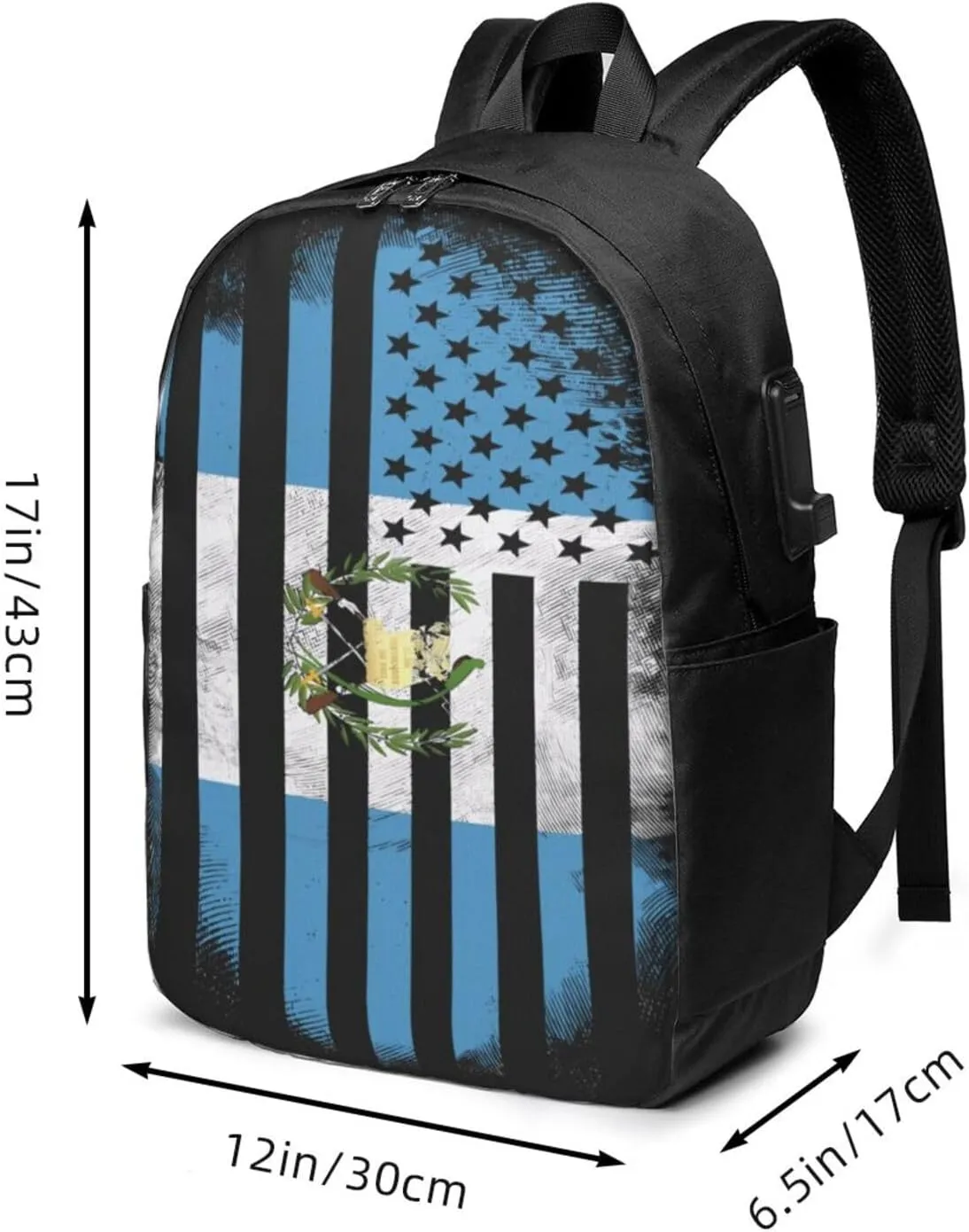 Guatemala Guatemalan American Flag Laptop Backpacks Travel Backpack Casual Business Daypack Sport Rucksack Computer Bag Fits up to 17 Inch Notebook with USB Port