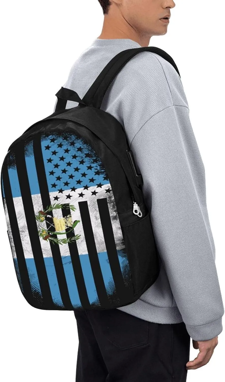 Guatemala Guatemalan American Flag Laptop Backpacks Travel Backpack Casual Business Daypack Sport Rucksack Computer Bag Fits up to 17 Inch Notebook with USB Port