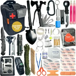 GunZee 175-Piece Survival Kit, First Aid Kit for Emergency and Outdoor Adventures, IFAK, Fishing Gear, MOLLE-Compatible Bag, for Car, Camping, Hiking, Earthquake, Tornado, Gifts for Men and Women