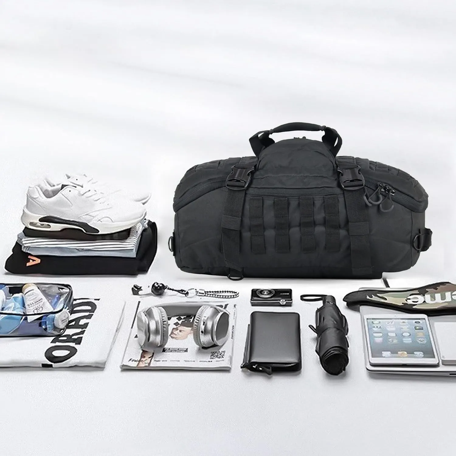 Gym Backpack for Men Sports Duffel Bag Gym Bags with Three Ways of Carrying (BLACK-40L)