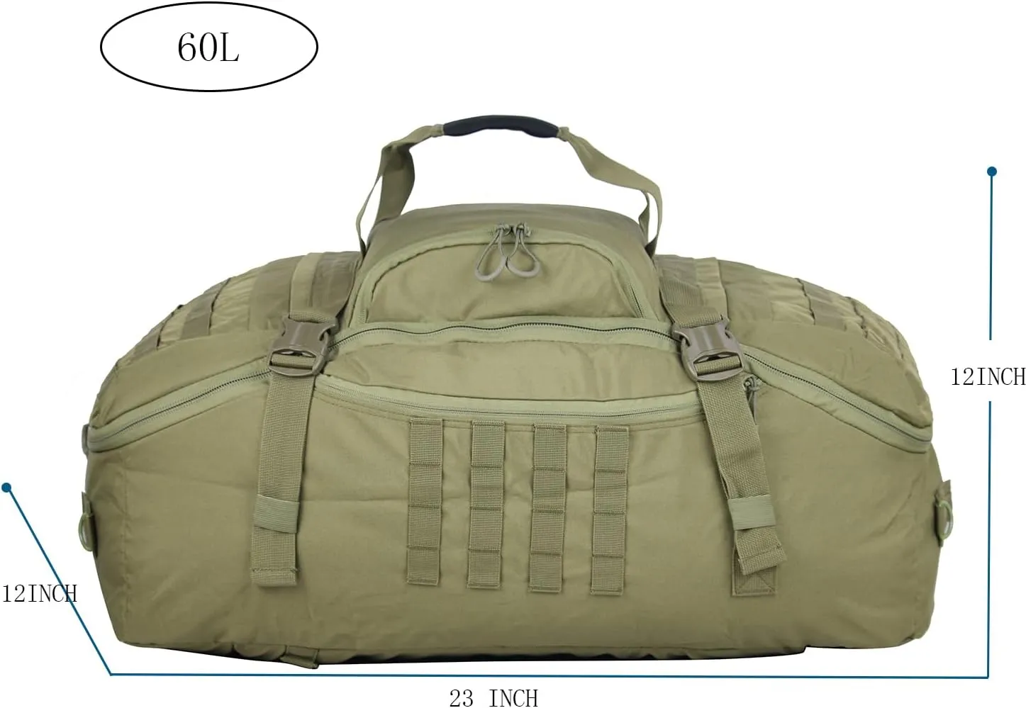 Gym Backpack for Men Sports Duffel Bag Gym Bags with Three Ways of Carrying (GREEN-60L)