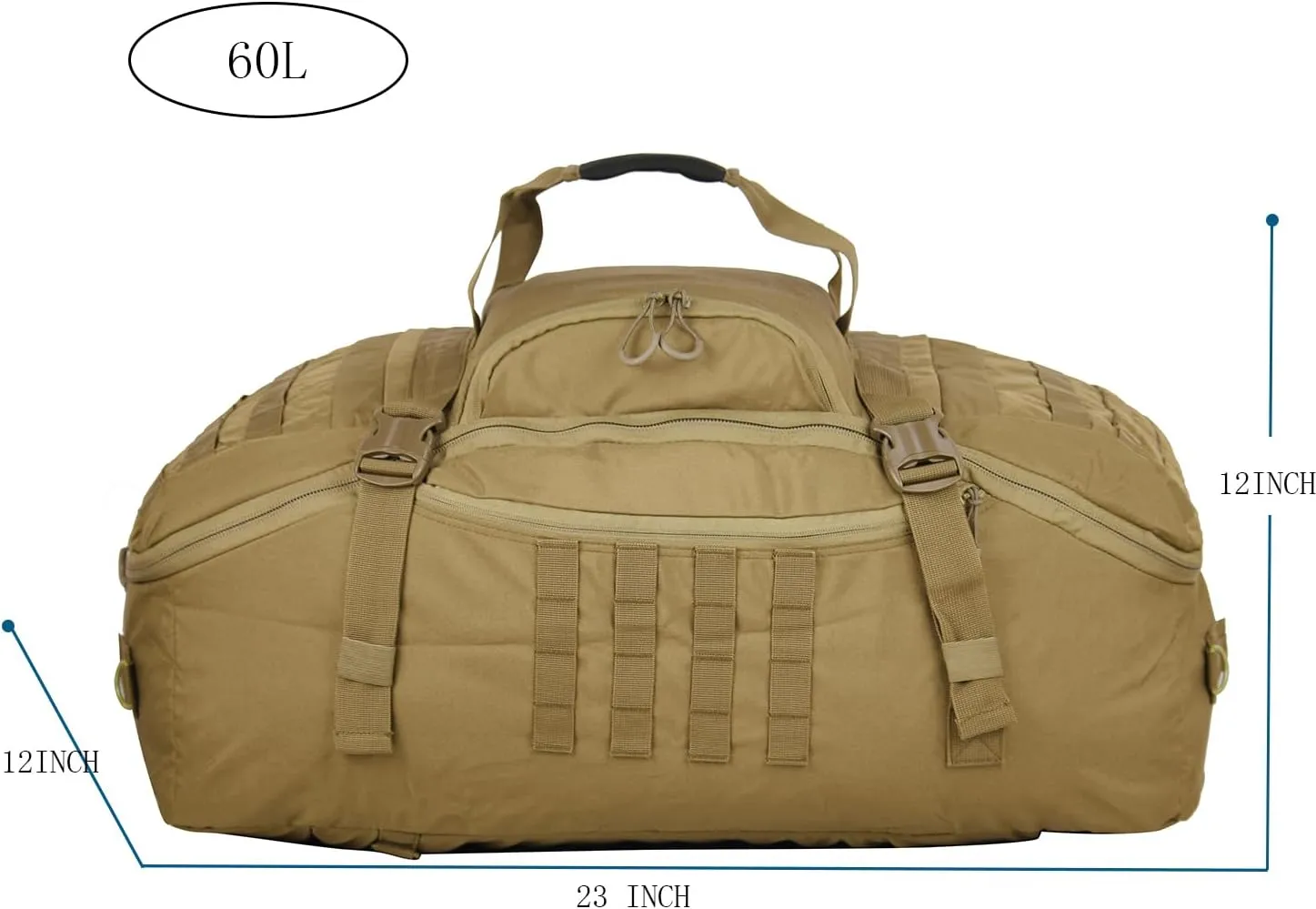 Gym Backpack for Men Sports Duffel Bag Gym Bags with Three Ways of Carrying (TAN-60L)