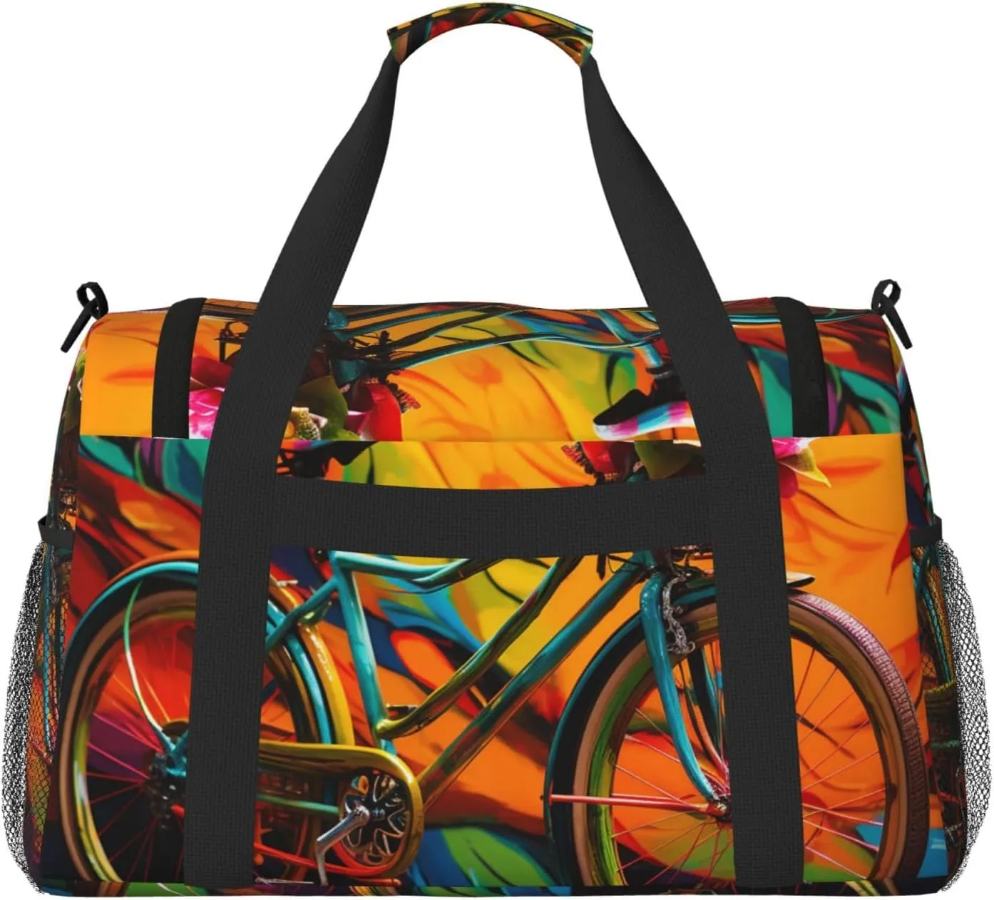 Gym Bag Colorful bicycle Duffel Bag for Men Women Travel Overnight Bag with Shoe Compartment Workout Bags