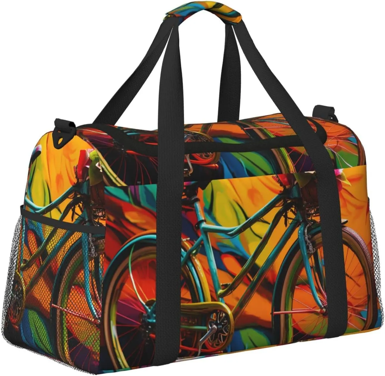 Gym Bag Colorful bicycle Duffel Bag for Men Women Travel Overnight Bag with Shoe Compartment Workout Bags