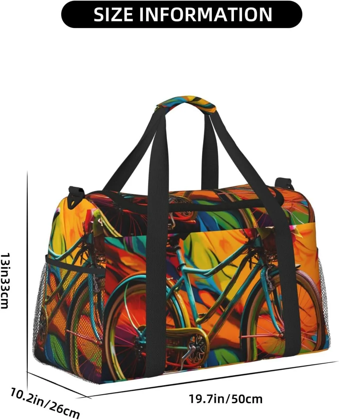 Gym Bag Colorful bicycle Duffel Bag for Men Women Travel Overnight Bag with Shoe Compartment Workout Bags