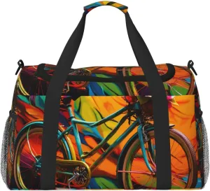 Gym Bag Colorful bicycle Duffel Bag for Men Women Travel Overnight Bag with Shoe Compartment Workout Bags