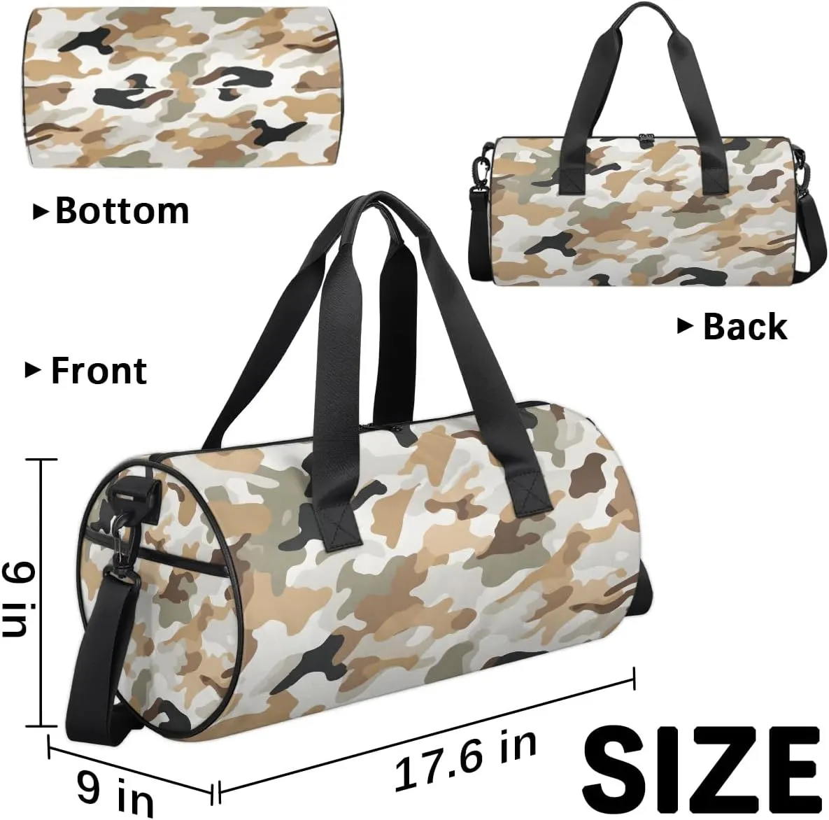 Gym Bags for Men Women Camouflage Sports Duffel Bags Carry On Travel Duffle Bag with Detachable Adjustable Shoulder Strap Overnight Weekender Bag